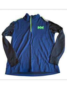 Helly Hansen HH Lifa Quarter Zip Top XL Neon Green Blue Long Sleeve